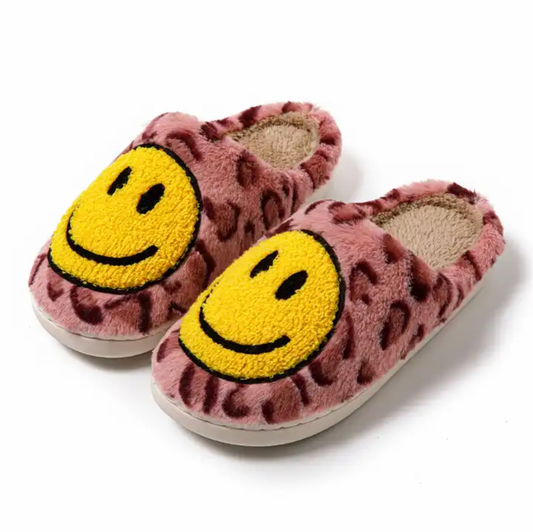 SMILEY SLIPPER LEOPARD PINK